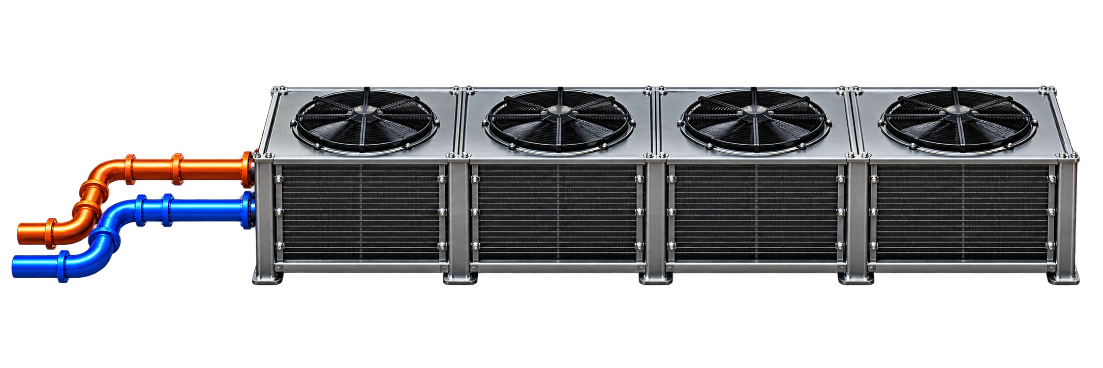 Dry coolers rejecting heat to ambient air